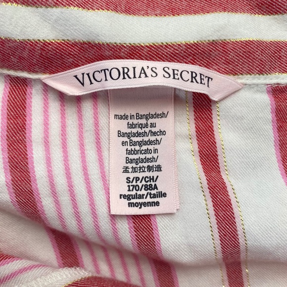 VICTORIA’S SECRET Candy Cane Stripe Red Flannel Long Pajamas Set Size S - Picture 8 of 13